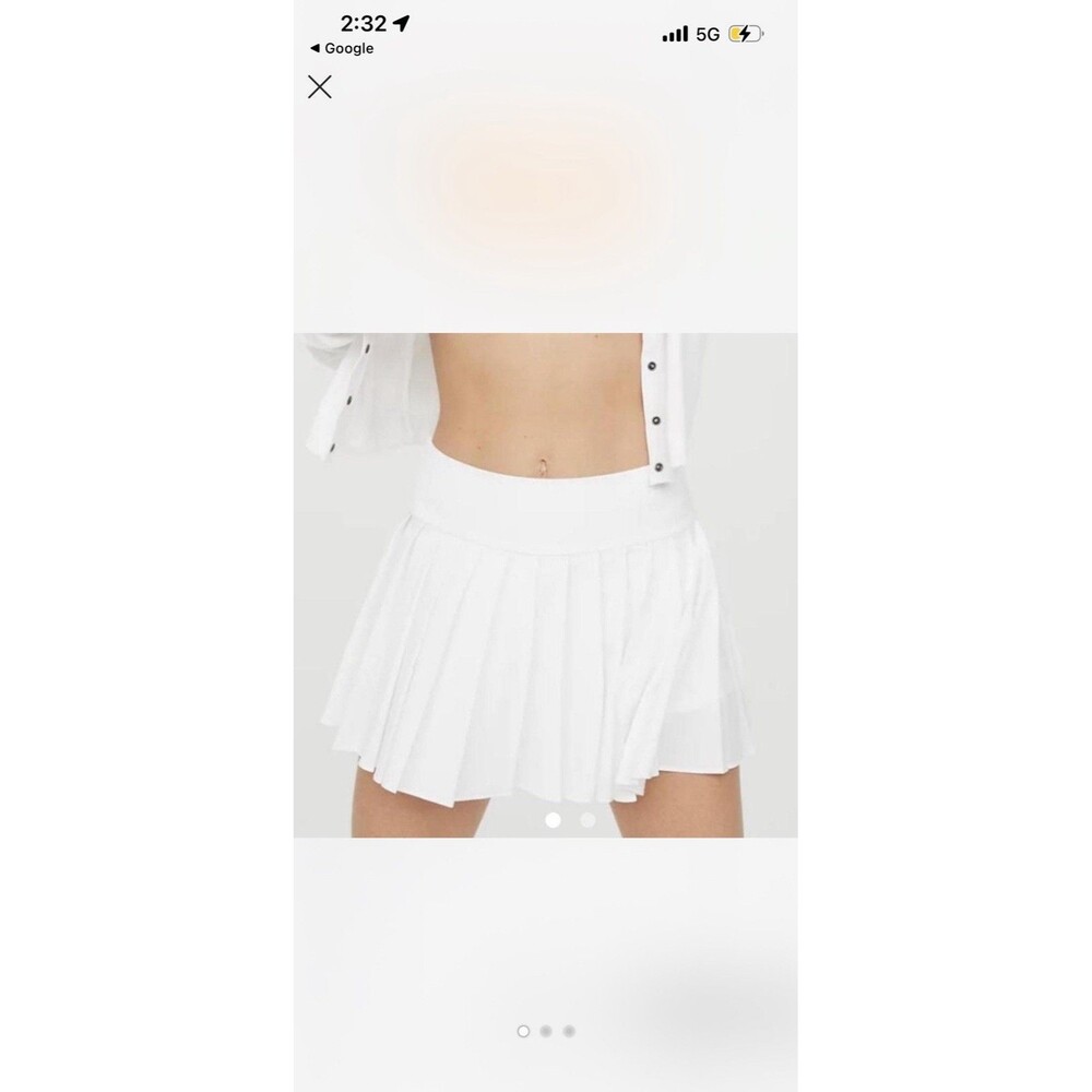 Aerie Offline White Pleated Tennis Skirt Skort Pickleball Medium Athletic
